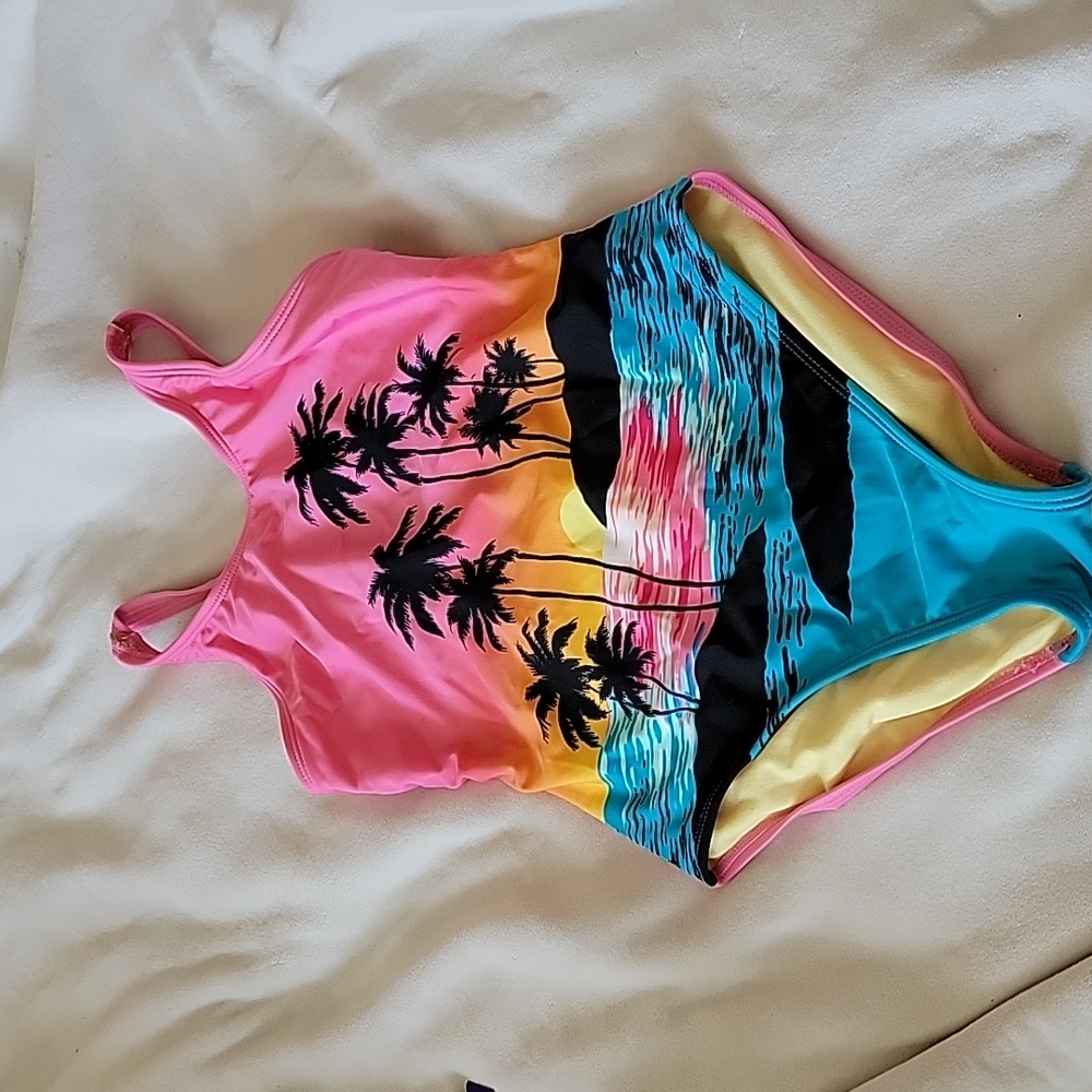 Girls swimsuit Sunset print